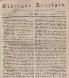 Elbinger Anzeigen, Nr. 76. Mittwoch, 23. September 1835
