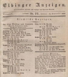 Elbinger Anzeigen, Nr. 77. Sonnabend, 26. September 1835