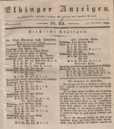 Elbinger Anzeigen, Nr. 83. Sonnabend, 17. Oktober 1835