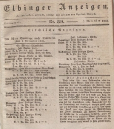 Elbinger Anzeigen, Nr. 89. Sonnabend, 7. November 1835
