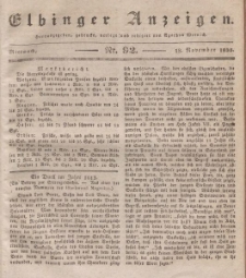 Elbinger Anzeigen, Nr. 92. Mittwoch, 18. November 1835