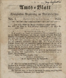 Amts-Blatt der Königl. Regierung zu Marienwerder, 5. Januar 1853, No. 1.