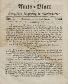 Amts-Blatt der Königl. Regierung zu Marienwerder, 12. Januar 1853, No. 2.