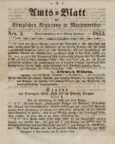 Amts-Blatt der Königl. Regierung zu Marienwerder, 19. Januar 1853, No. 3.