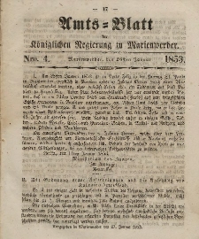 Amts-Blatt der Königl. Regierung zu Marienwerder, 26. Januar 1853, No. 4.