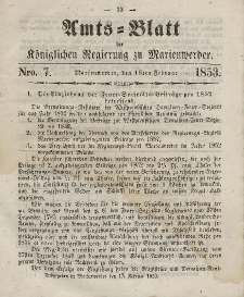 Amts-Blatt der Königl. Regierung zu Marienwerder, 16. Februar 1853, No. 7.