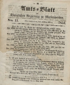 Amts-Blatt der Königl. Regierung zu Marienwerder, 30. März 1853, No. 13.