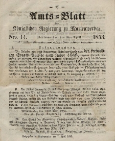Amts-Blatt der Königl. Regierung zu Marienwerder, 6. April 1853, No. 14.
