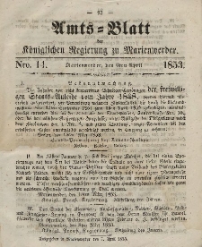 Amts-Blatt der Königl. Regierung zu Marienwerder, 6. April 1853, No. 14.