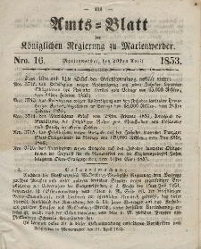 Amts-Blatt der Königl. Regierung zu Marienwerder, 20. April 1853, No. 16.