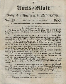 Amts-Blatt der Königl. Regierung zu Marienwerder, 4. Mai 1853, No. 18.