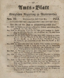 Amts-Blatt der Königl. Regierung zu Marienwerder, 11. Mai 1853, No. 19.