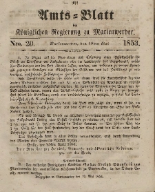 Amts-Blatt der Königl. Regierung zu Marienwerder, 18. Mai 1853, No. 20.