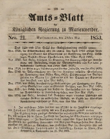 Amts-Blatt der Königl. Regierung zu Marienwerder, 25. Mai 1853, No. 21.