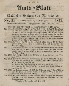 Amts-Blatt der Königl. Regierung zu Marienwerder, 8. Juni 1853, No. 23.