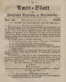 Amts-Blatt der Königl. Regierung zu Marienwerder, 15. Juni 1853, No. 24.