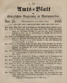Amts-Blatt der Königl. Regierung zu Marienwerder, 22. Juni 1853, No. 25.