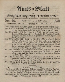 Amts-Blatt der Königl. Regierung zu Marienwerder, 29. Juni 1853, No. 26.