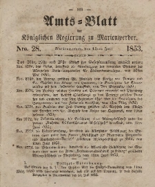 Amts-Blatt der Königl. Regierung zu Marienwerder, 13. Juli 1853, No. 28.