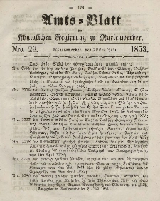 Amts-Blatt der Königl. Regierung zu Marienwerder, 20. Juli 1853, No. 29.