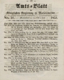 Amts-Blatt der Königl. Regierung zu Marienwerder, 27. Juli 1853, No. 30.