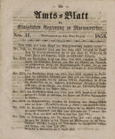 Amts-Blatt der Königl. Regierung zu Marienwerder, 3. August 1853, No. 31.