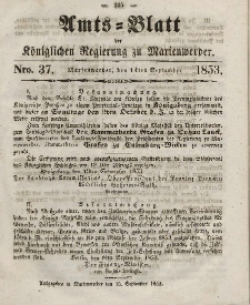 Amts-Blatt der Königl. Regierung zu Marienwerder, 14. September 1853, No. 37.