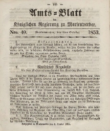 Amts-Blatt der Königl. Regierung zu Marienwerder, 5. Oktober 1853, No. 40.