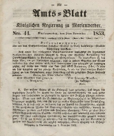 Amts-Blatt der Königl. Regierung zu Marienwerder, 2. November 1853, No. 44.