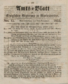 Amts-Blatt der Königl. Regierung zu Marienwerder, 9. November 1853, No. 45.