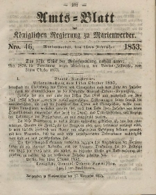 Amts-Blatt der Königl. Regierung zu Marienwerder, 16. November 1853, No. 46.