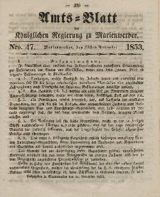 Amts-Blatt der Königl. Regierung zu Marienwerder, 23. November 1853, No. 47.