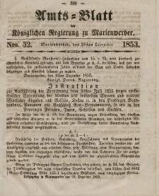 Amts-Blatt der Königl. Regierung zu Marienwerder, 28. Dezember 1853, No. 52.