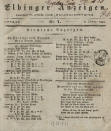 Elbinger Anzeigen, Nr. 1. Sonnabend, 2. Januar 1836
