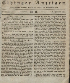 Elbinger Anzeigen, Nr. 2. Mittwoch, 6. Januar 1836