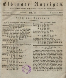 Elbinger Anzeigen, Nr. 3. Sonnabend, 9. Januar 1836