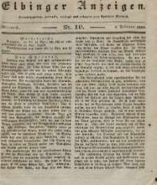 Elbinger Anzeigen, Nr. 10. Mittwoch, 3. Februar 1836