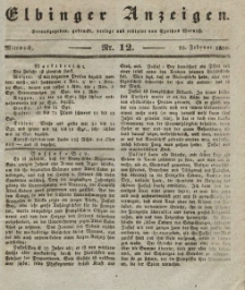 Elbinger Anzeigen, Nr. 12. Mittwoch, 10. Februar 1836