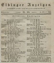 Elbinger Anzeigen, Nr. 15. Sonnabend, 20. Februar 1836