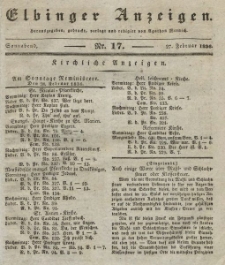 Elbinger Anzeigen, Nr. 17. Sonnabend, 27. Februar 1836