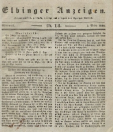 Elbinger Anzeigen, Nr. 18. Mittwoch, 2. März 1836