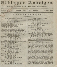 Elbinger Anzeigen, Nr. 19. Sonnabend, 5. März 1836