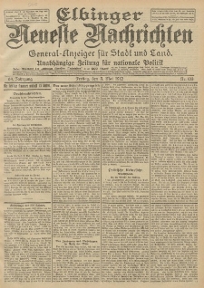 Elbinger Neueste Nachrichten, Nr. 103 Freitag 3 Mai 1912 64. Jahrgang