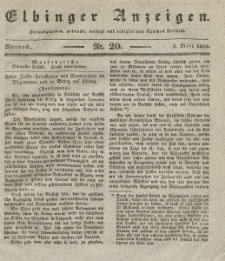 Elbinger Anzeigen, Nr. 20. Mittwoch, 9. März 1836
