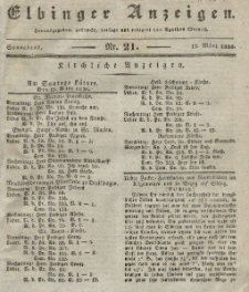 Elbinger Anzeigen, Nr. 21. Sonnabend, 12. März 1836