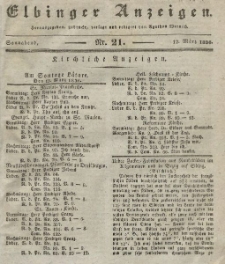Elbinger Anzeigen, Nr. 21. Sonnabend, 12. März 1836