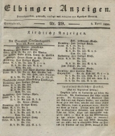 Elbinger Anzeigen, Nr. 29. Sonnabend, 9. April 1836