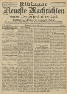 Elbinger Neueste Nachrichten, Nr. 104 Sonnabend 4 Mai 1912 64. Jahrgang