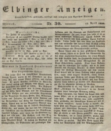 Elbinger Anzeigen, Nr. 30. Mittwoch, 13. April 1836