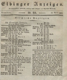 Elbinger Anzeigen, Nr. 33. Sonnabend, 23. April 1836